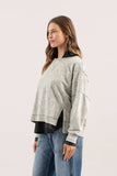 Washed Extended Shoulder Knit Top