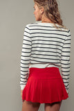 Classic Cropped Striped Cardigan