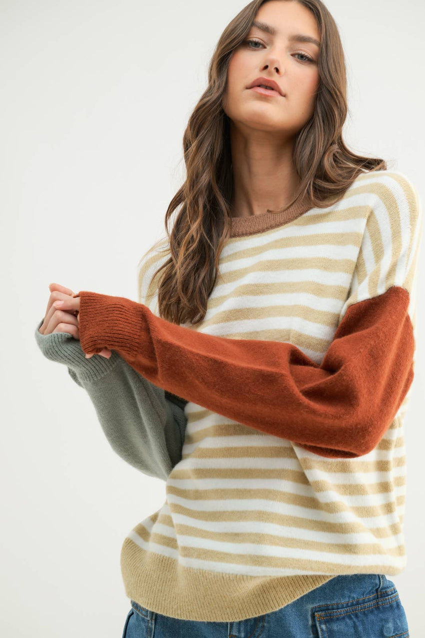 Colorblock Striped Sweater