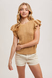 Flutter Sleeve Knit Sweater Top