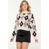 Argyle Pattern Knit Sweater