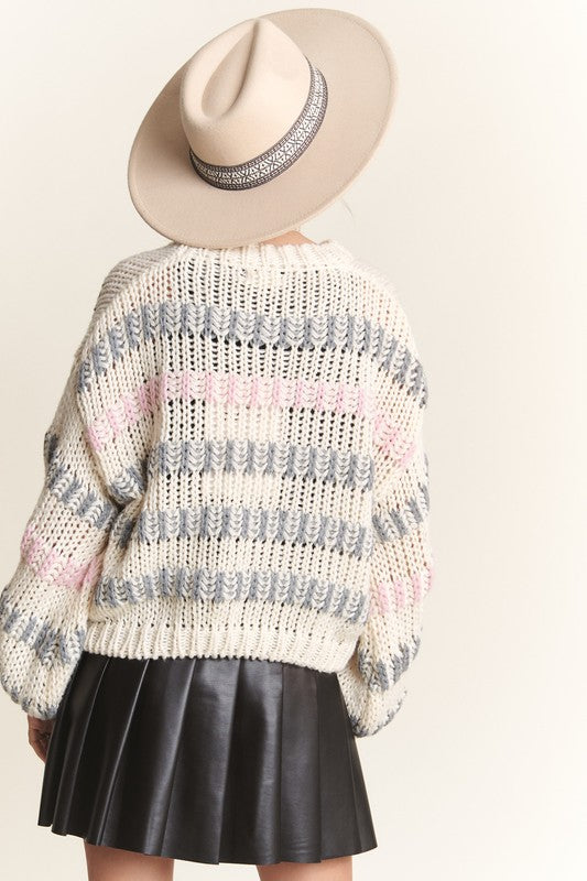 Puff Sleeve Stripe Sweater Top