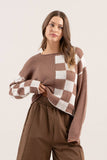 Colorblock Checked Sweater