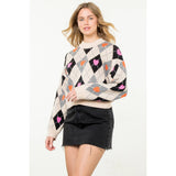 Argyle Pattern Knit Sweater