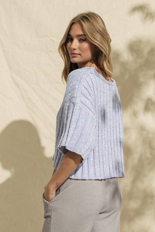 Two-Tone V-neck Sweater