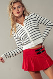 Classic Cropped Striped Cardigan