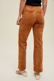 Suede Pants with Front Slit Detail