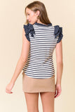 Stripe Mixed Split Ruffled Tank