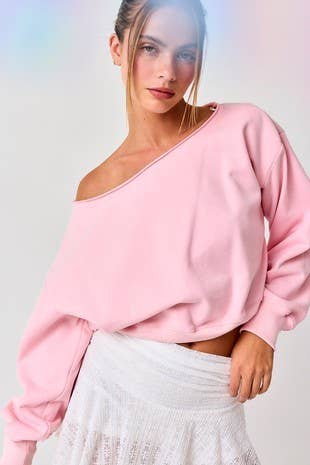 Off Shoulder Cropped Sweatshirt