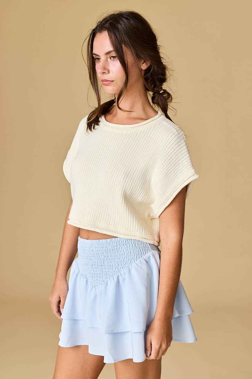 Cropped Rib Knit Top