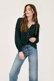 V-Neck Half Button Long Sleeve