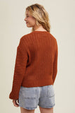 Open Knit Balloon Sleeve Sweater