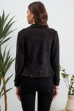 Faux Suede Zip up Moto Jacket