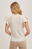 Flutter Sleeve Knit Sweater Top