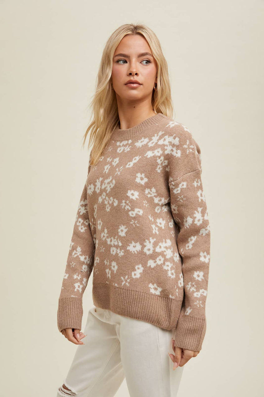 Floral Brushed Sweater Top