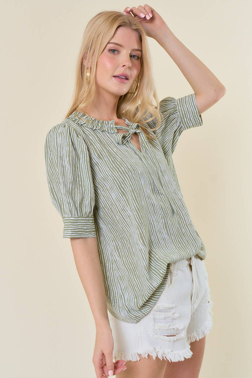 Stripe Half Sleeve Blouse