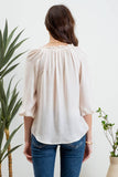 Split Neck Balloon Sleeve Blouse