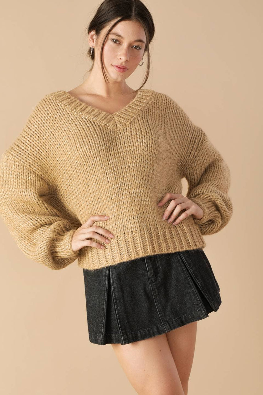 V-Neck Chunky Sweater