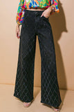 Washed Denim Embellished Pants