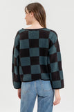 Check Split Neck Sweater