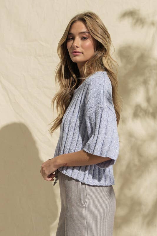 Two-Tone V-neck Sweater