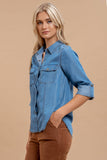 Chambray Collared Button Down Shirt