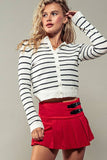 Classic Cropped Striped Cardigan