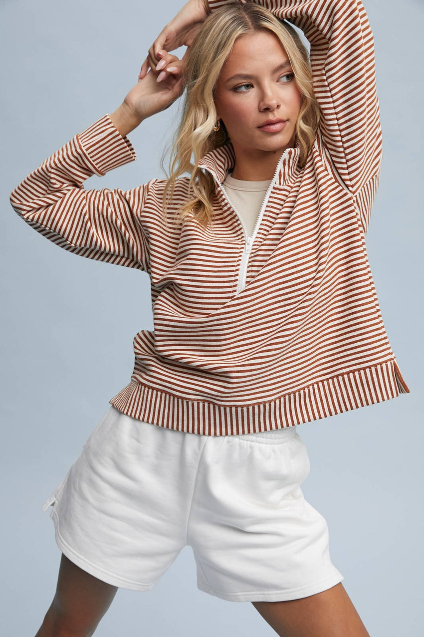 Striped Half Zip Pullover