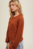 Open Knit Balloon Sleeve Sweater