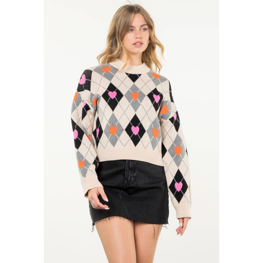 Argyle Pattern Knit Sweater