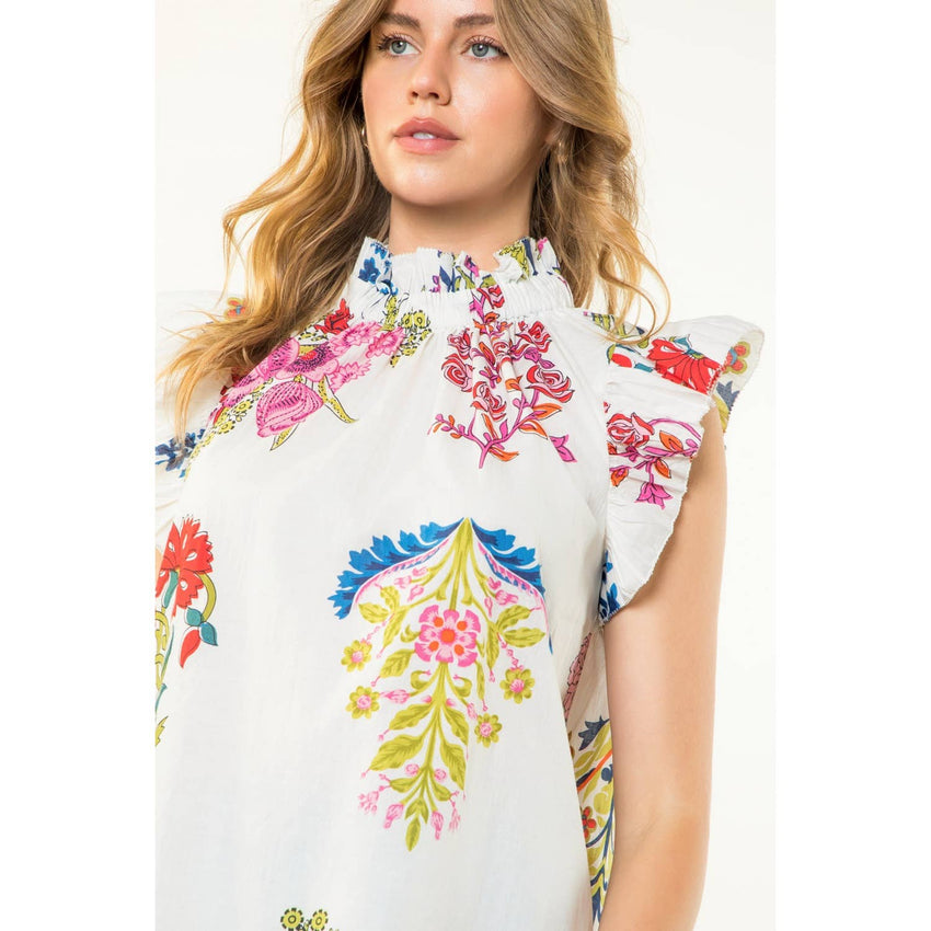 Mock Neck Floral Top