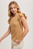 Flutter Sleeve Knit Sweater Top