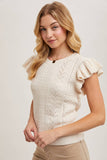 Flutter Sleeve Knit Sweater Top