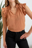 Split Neck Ruffle Trim Blouse