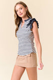 Stripe Mixed Split Ruffled Tank