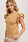 Flutter Sleeve Knit Sweater Top