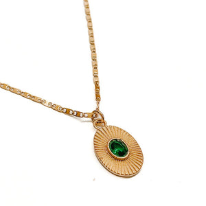 Contessa Sunburst Oval Pendant Necklace